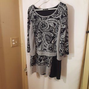 Style & Co, Black and White Paisley Print Top/Dress Size XLarge